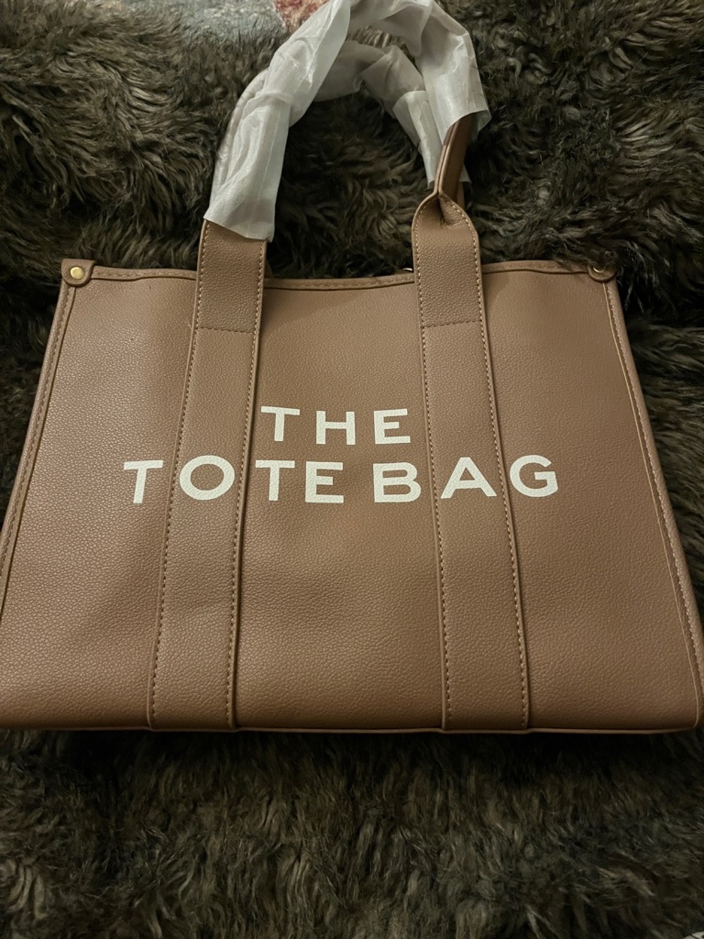 The Tote Bag Pink/Taupe Faux Leather Tote